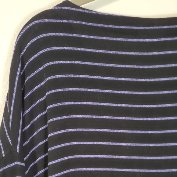 J Jill Wearever Long Sleeve Tunic Top Size L Blue Striped Rayon Relaxed Comfy - Picture 8 of 11